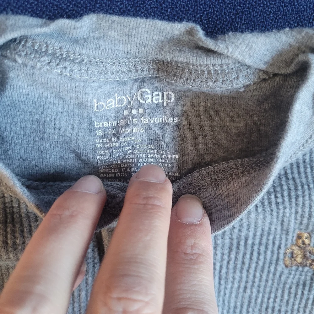 Baby GAP 18-24M Grey Ribbed Henley Bodysuit